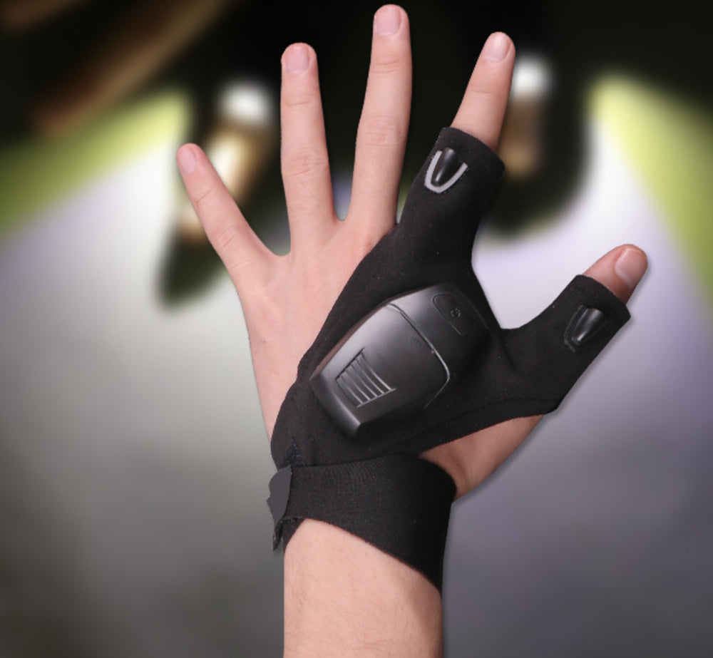 Night Fishing flashlight gloves for with dry battery